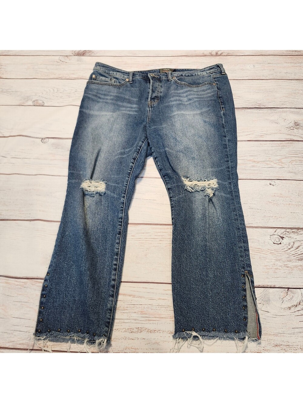 Torrid High Rise Straight Cropped Jeans Blue Size 16